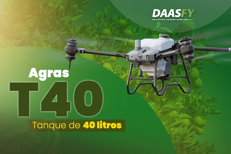 O DJI AGRAS T40 é indicado para pulverização de hortifruticultura.